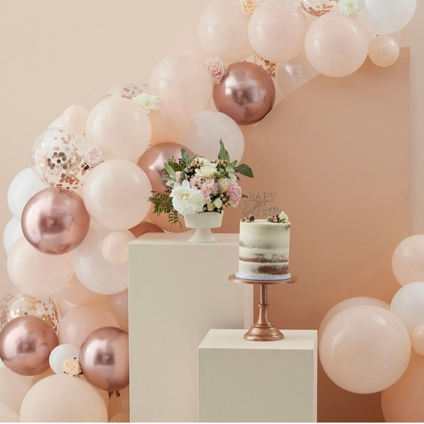 Ballongbåge roséguld/vit