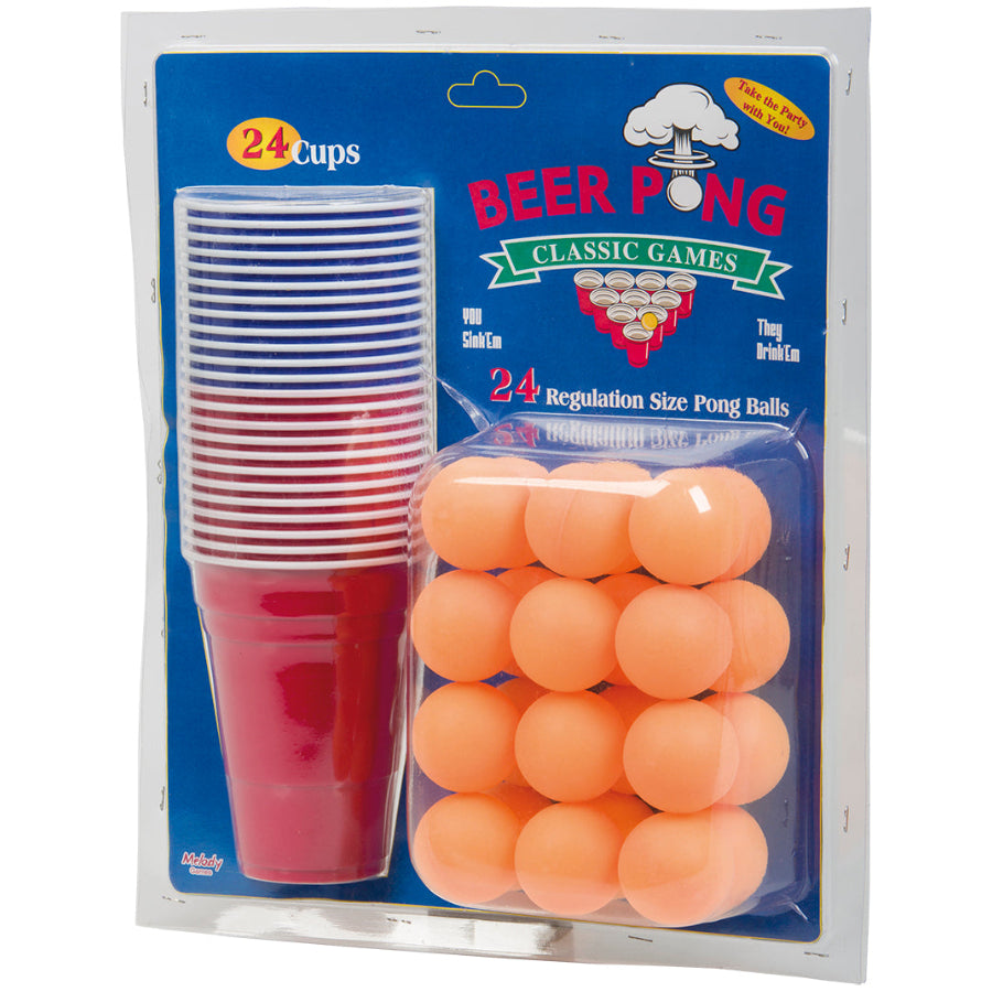 Beer Pong-spel - 24 muggar och 24 bollar