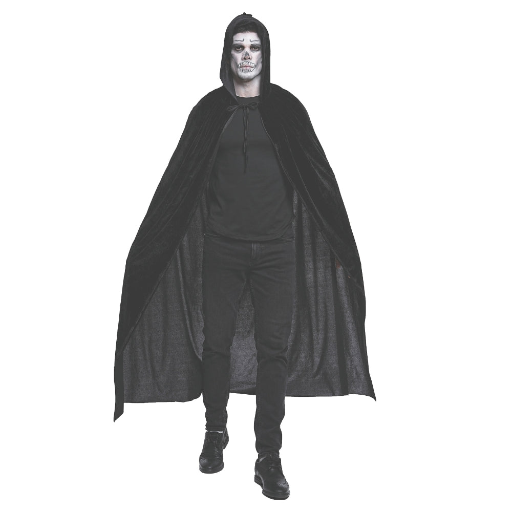 Reaper Cape i svart sammet med huva
