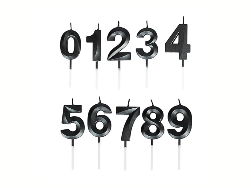 Siffertårtljus Svart