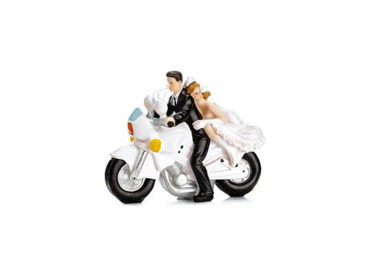 Tårtdekoration - Brudpar på motorcykel