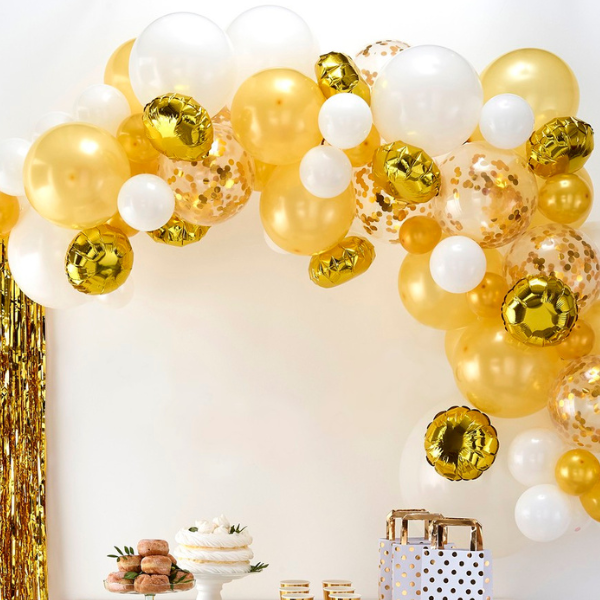 Ballongbåge guld/vit