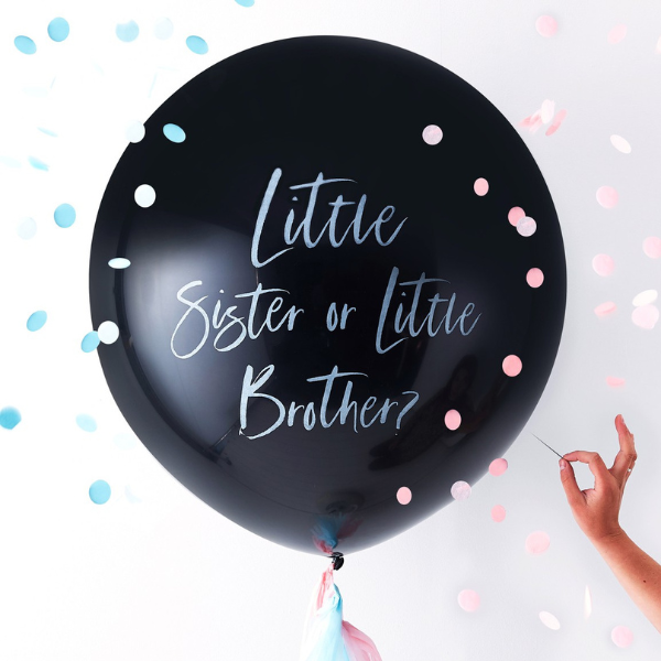 Ballong svart ”Little Sister or Little Brother?”