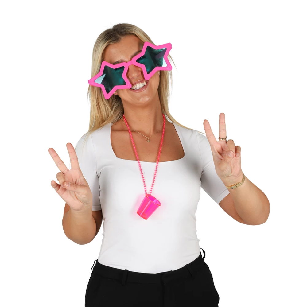 Stjärnformade glasögon - Neonrosa