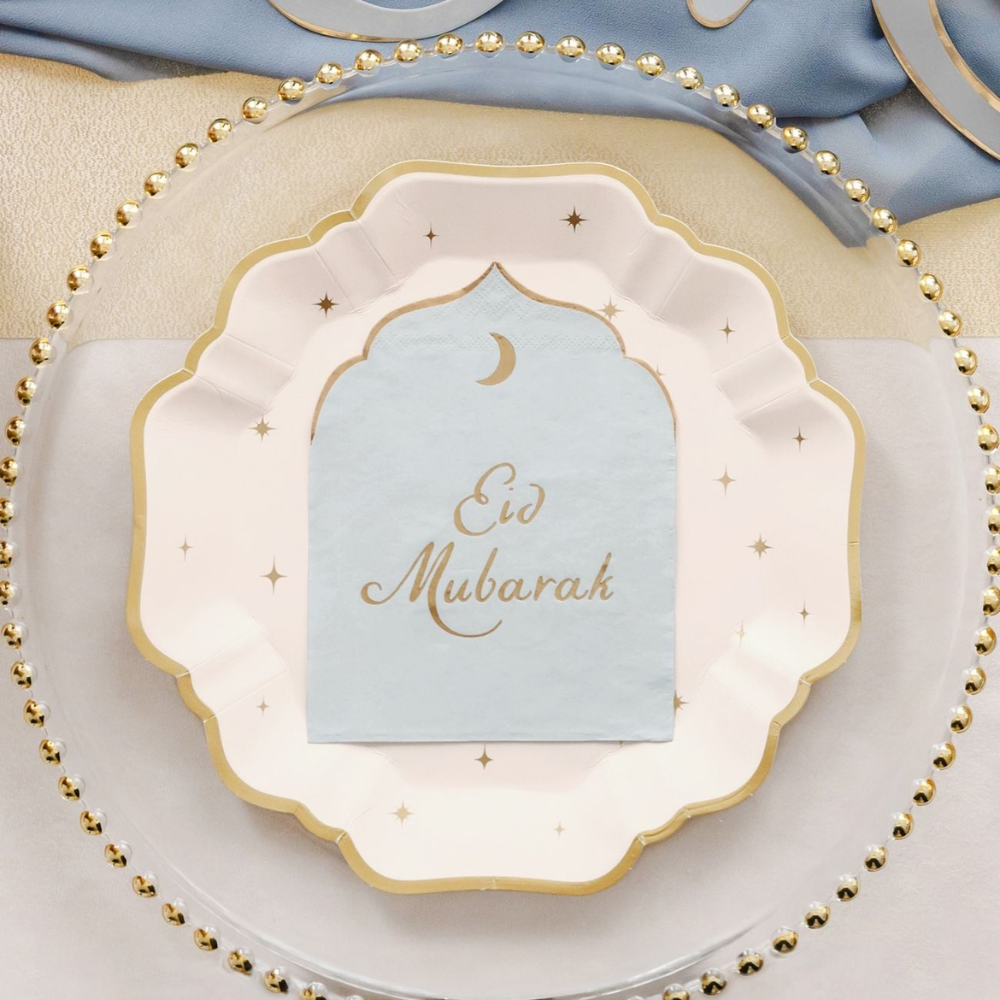 Servetter Eid Mubarak ljusblå 12-pack