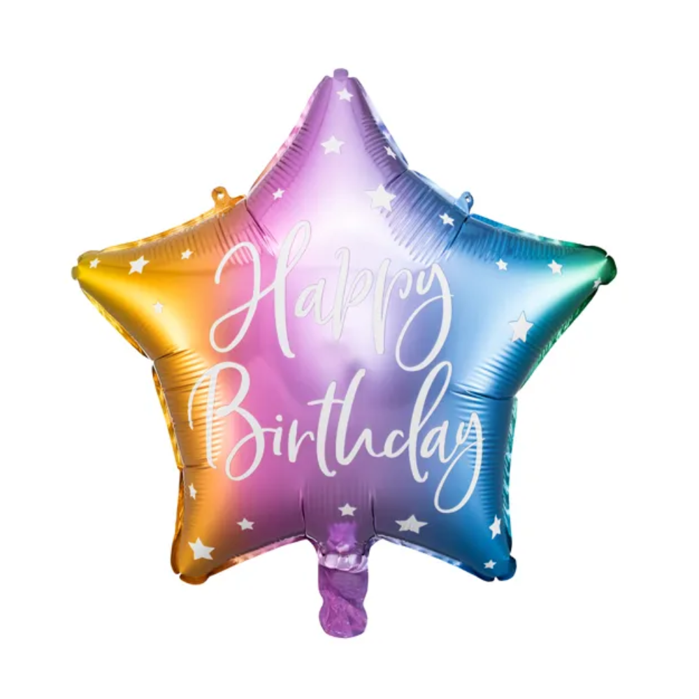 Folieballong stjärna - Happy Birthday!