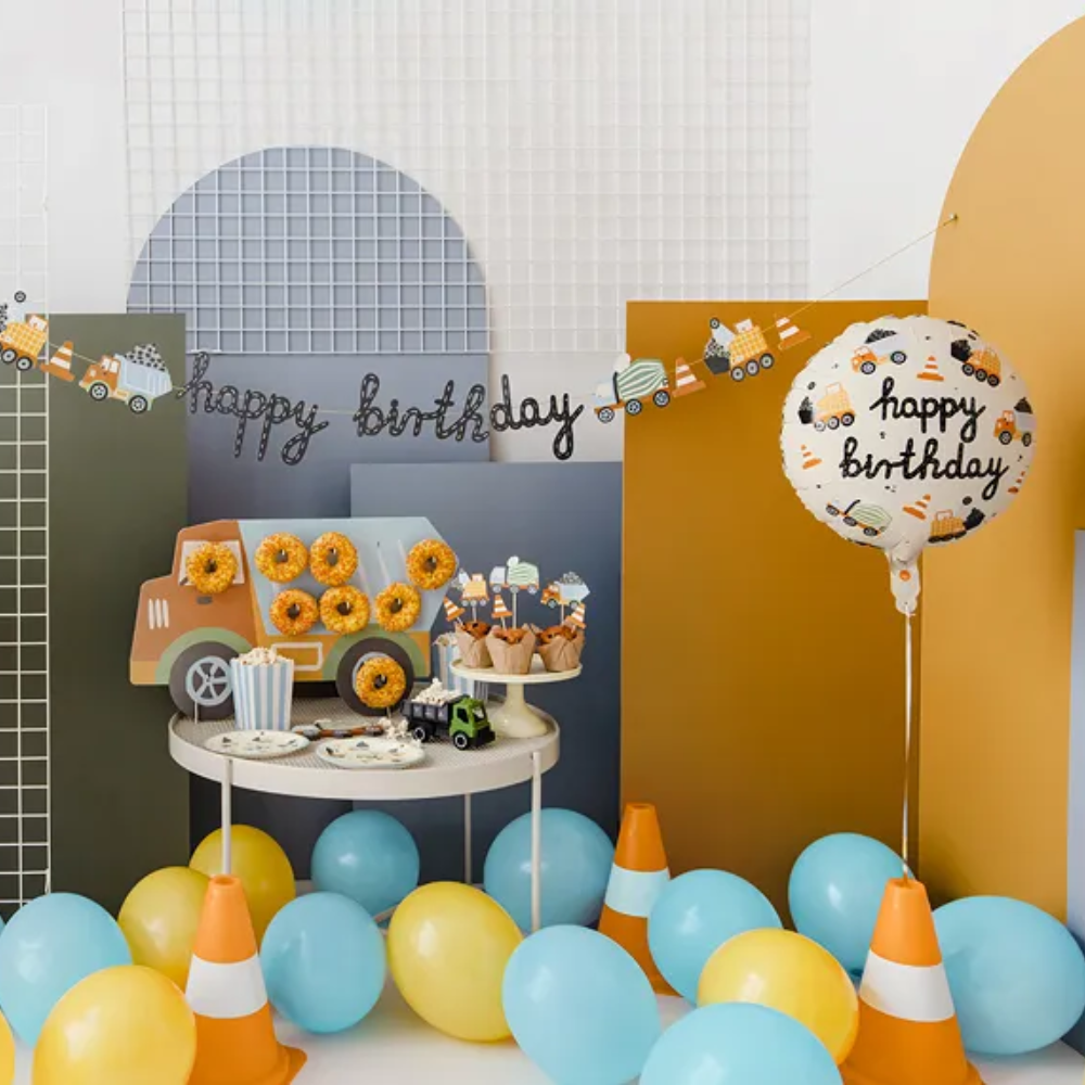 Folieballong Happy Birthday byggfordon