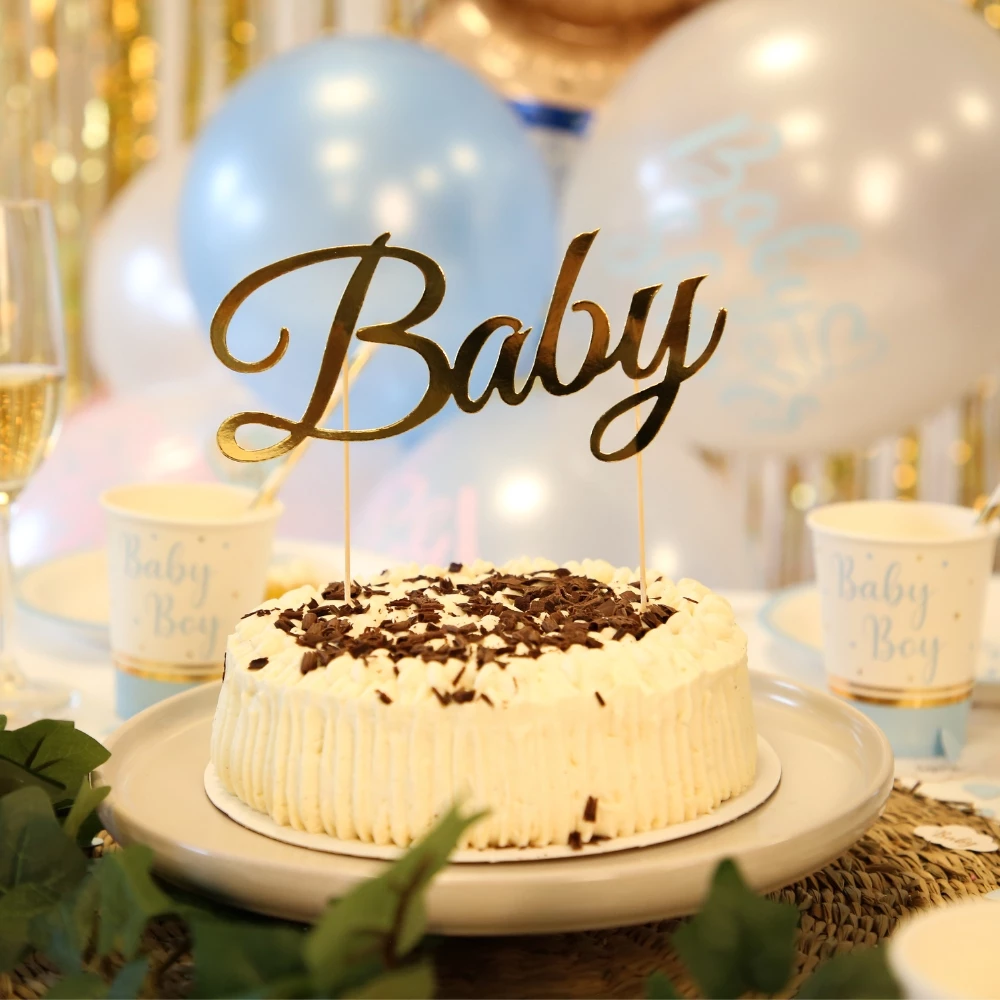 Tårtdekoration Baby guld