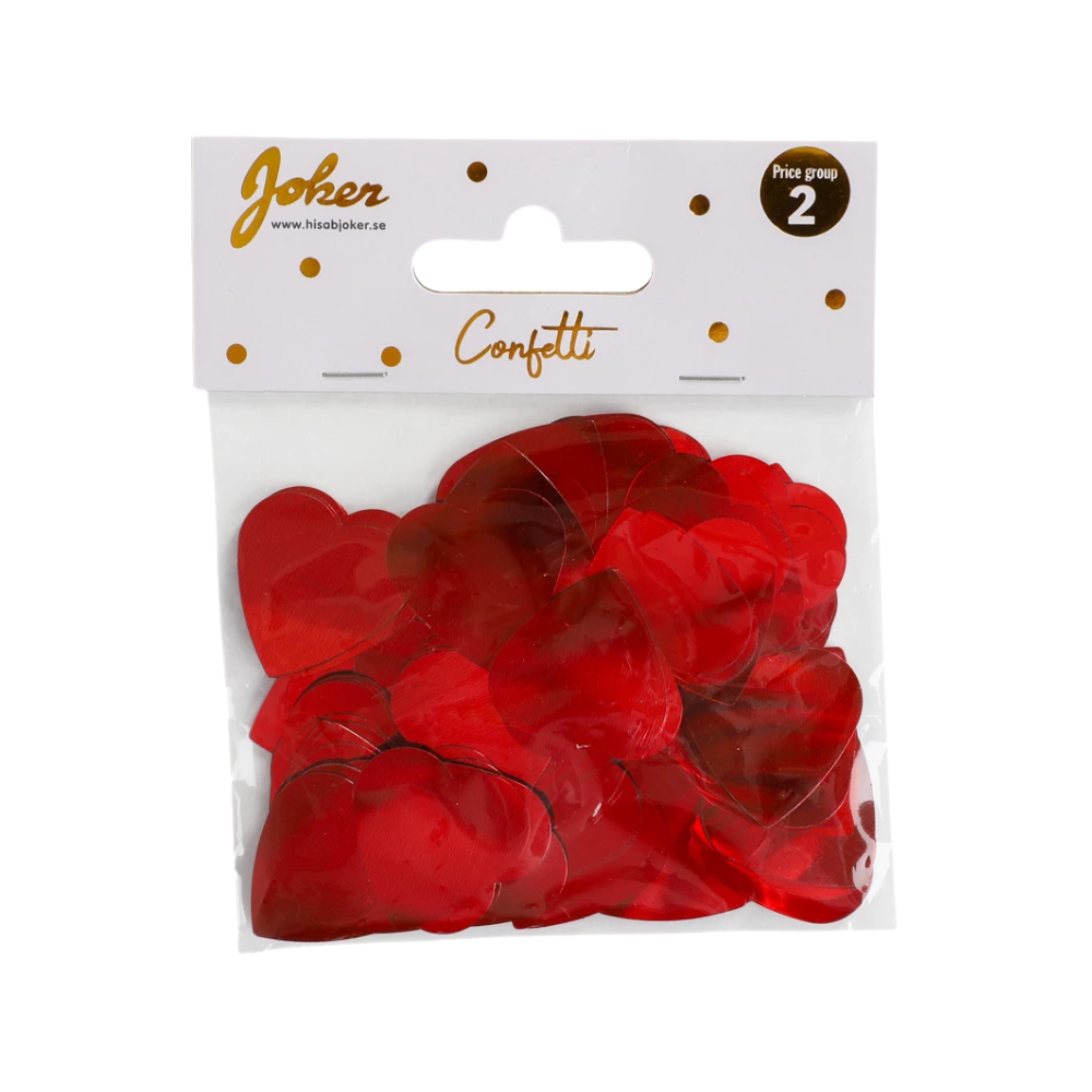 Konfetti - röda stora hjärtan