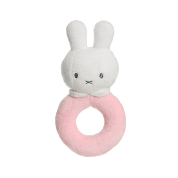 Teddykompaniet - Skallra Miffy - rosa/vit