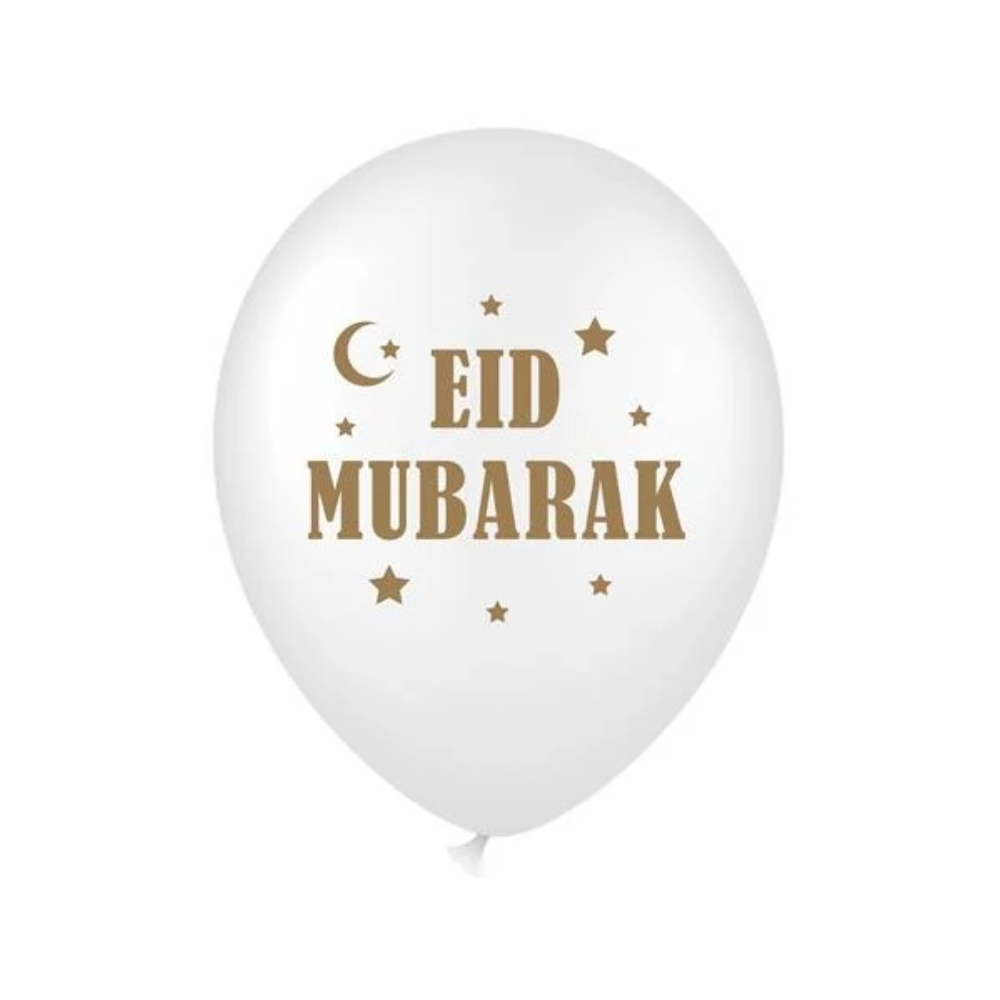 Latexballonger Eid Mubarak vita 6-pack