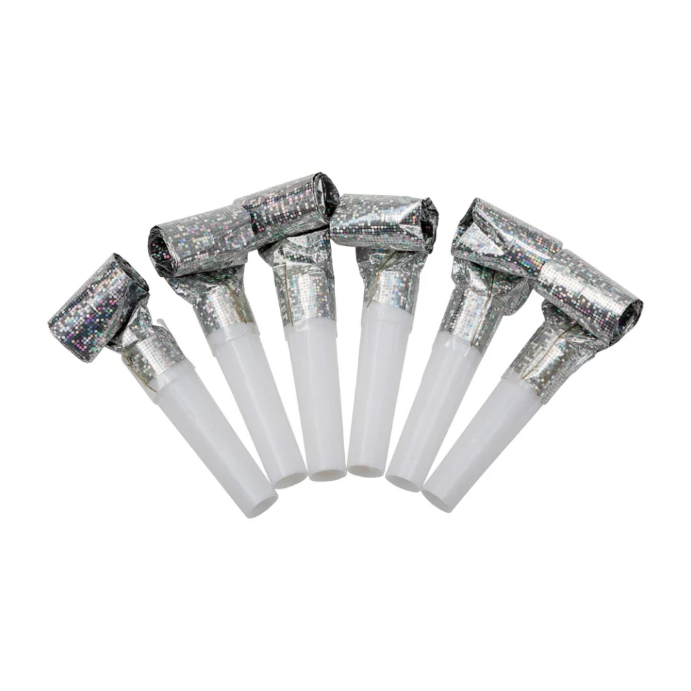 Partytutor Blow Outs Holographic Silver 6-pack