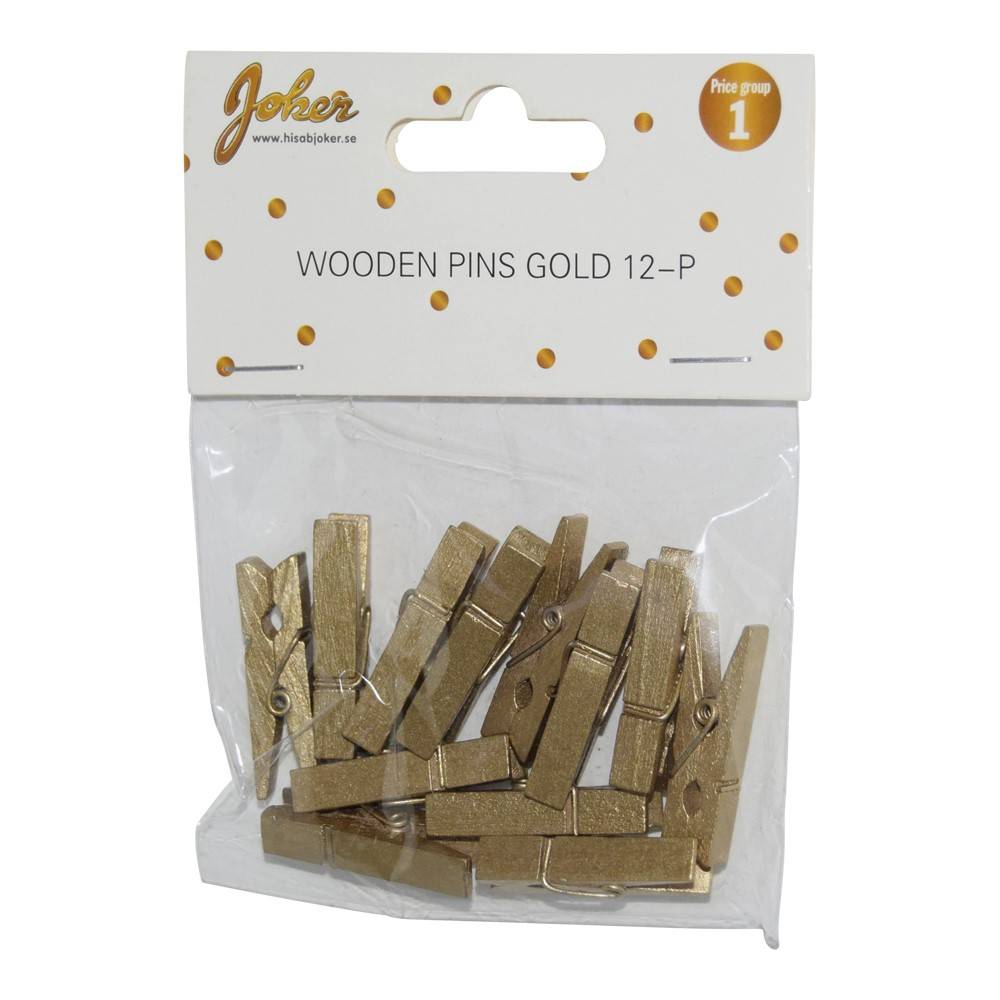 Klädnypor mini guld 12-pack
