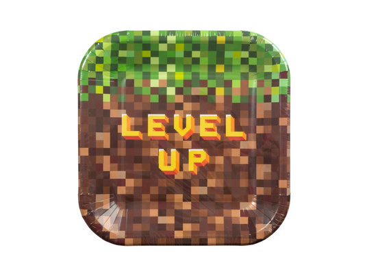 Papperstallrikar Pixel Level Up 8-pack