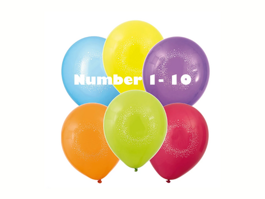 Latexballonger Siffror 1-10 6-pack