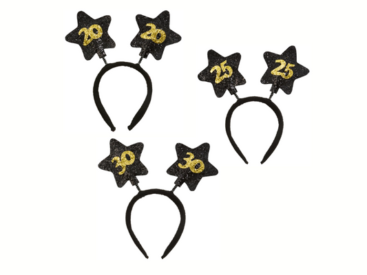 Diadem stjärnor & årtal svart/guld
