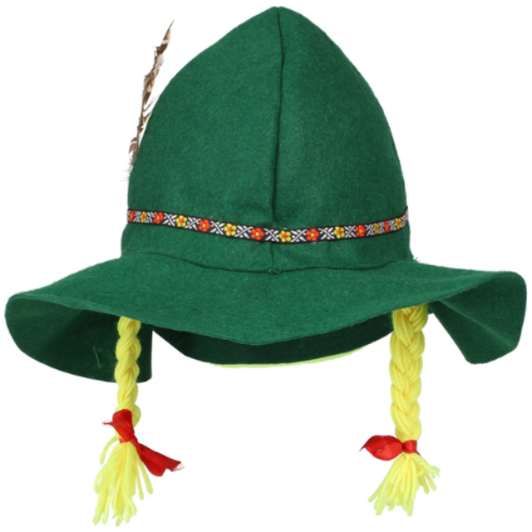 Oktoberfest-hatt grön med flätor