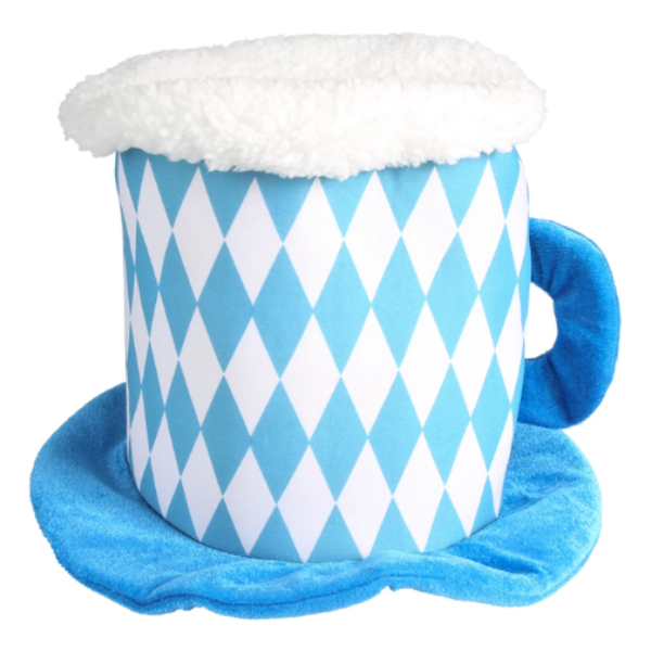 Oktoberfest-hatt hög vit & blå
