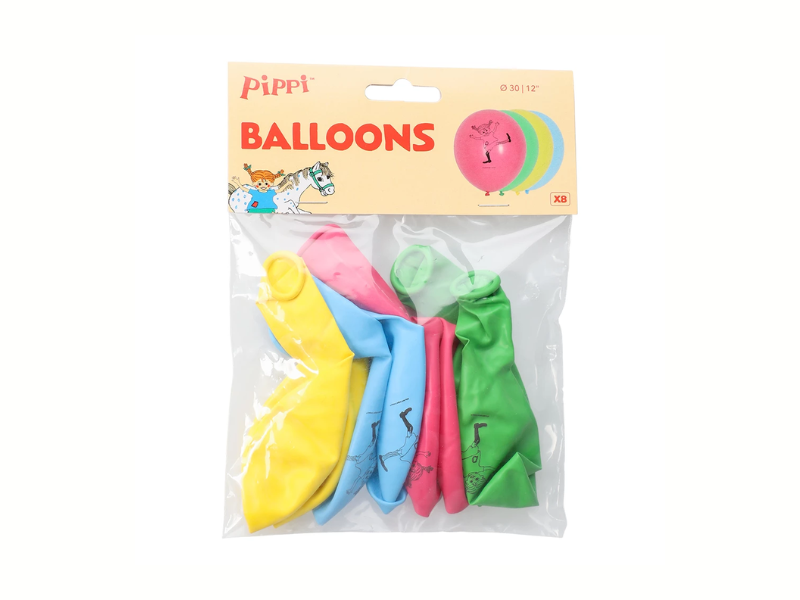 Latexballonger Pippi Långstrump 8-pack