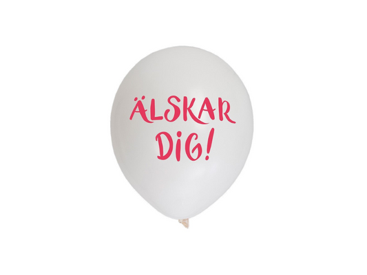 Vita latexballonger - "ÄLSKAR DIG!" 6-pack