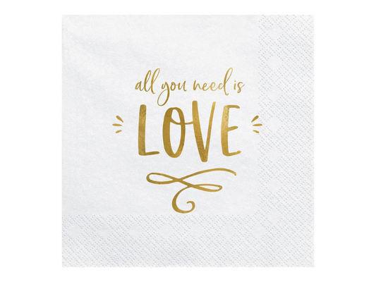 Vita servetter "all you need is LOVE"