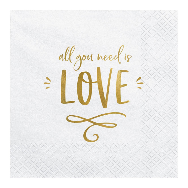 Vita servetter "all you need is LOVE"