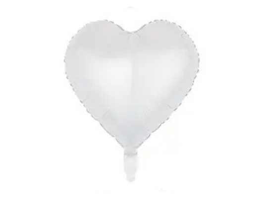 Folieballong Hjärta - Vit Matt