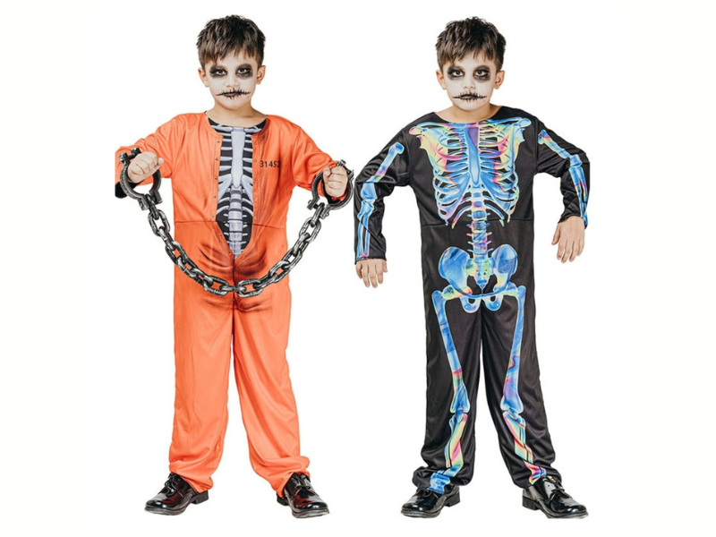 Vändbar maskeraddräkt – Fånge & Skelett