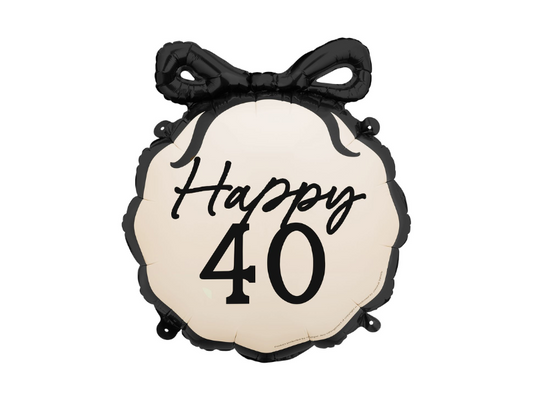 Folieballong svart rosett - Happy 40