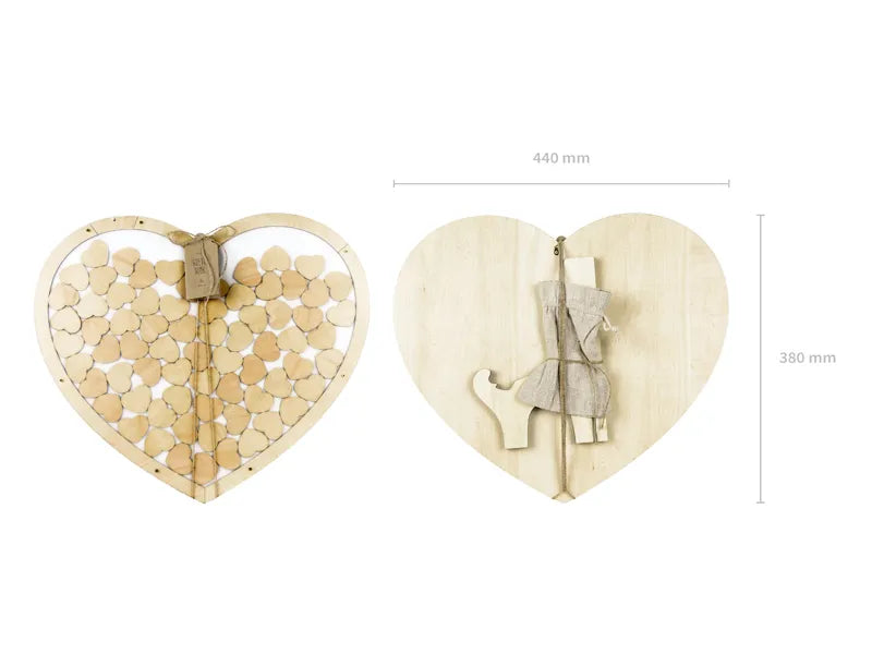 Gästbok i trä - Hjärta med små hjärtan