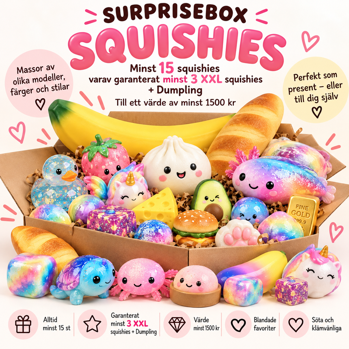 đ Surprisebox Squishies MEGA â Minst 15 Squishies
