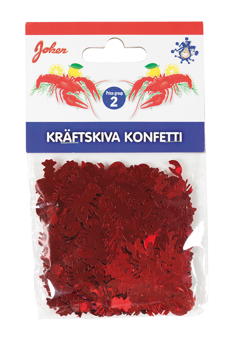 Kräftkonfetti – röd bordsdekoration till kräftskivan