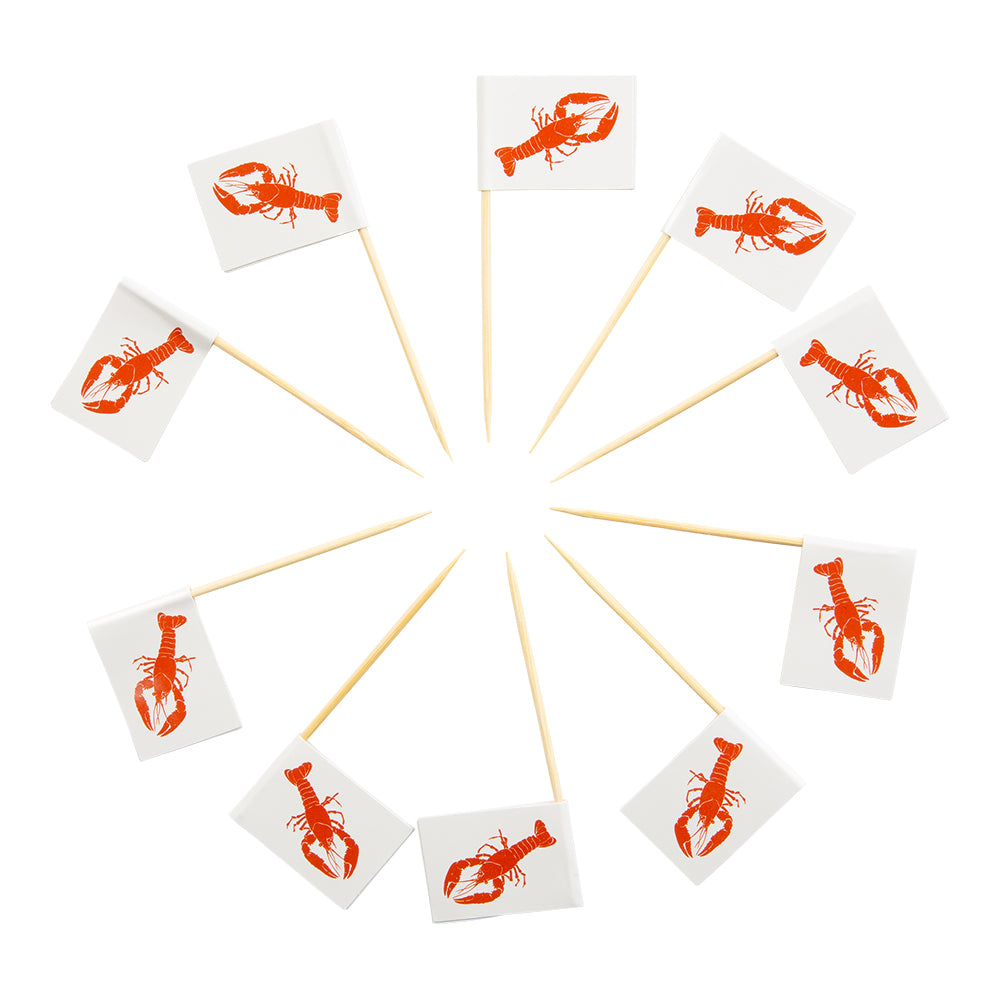 Cocktailflaggor med kräftmotiv – 10-pack