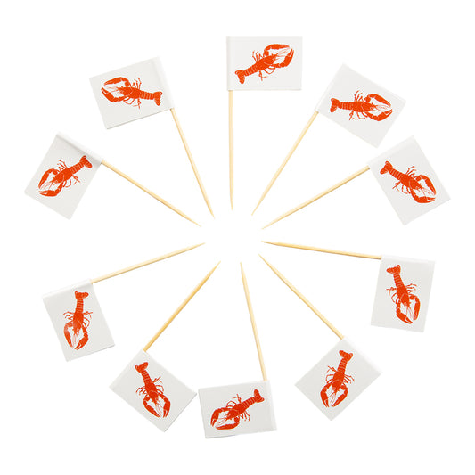Cocktailflaggor med kräftmotiv – 10-pack