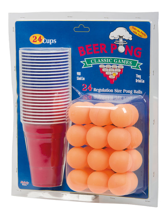 Beer Pong-spel – 24 muggar och 24 bollar