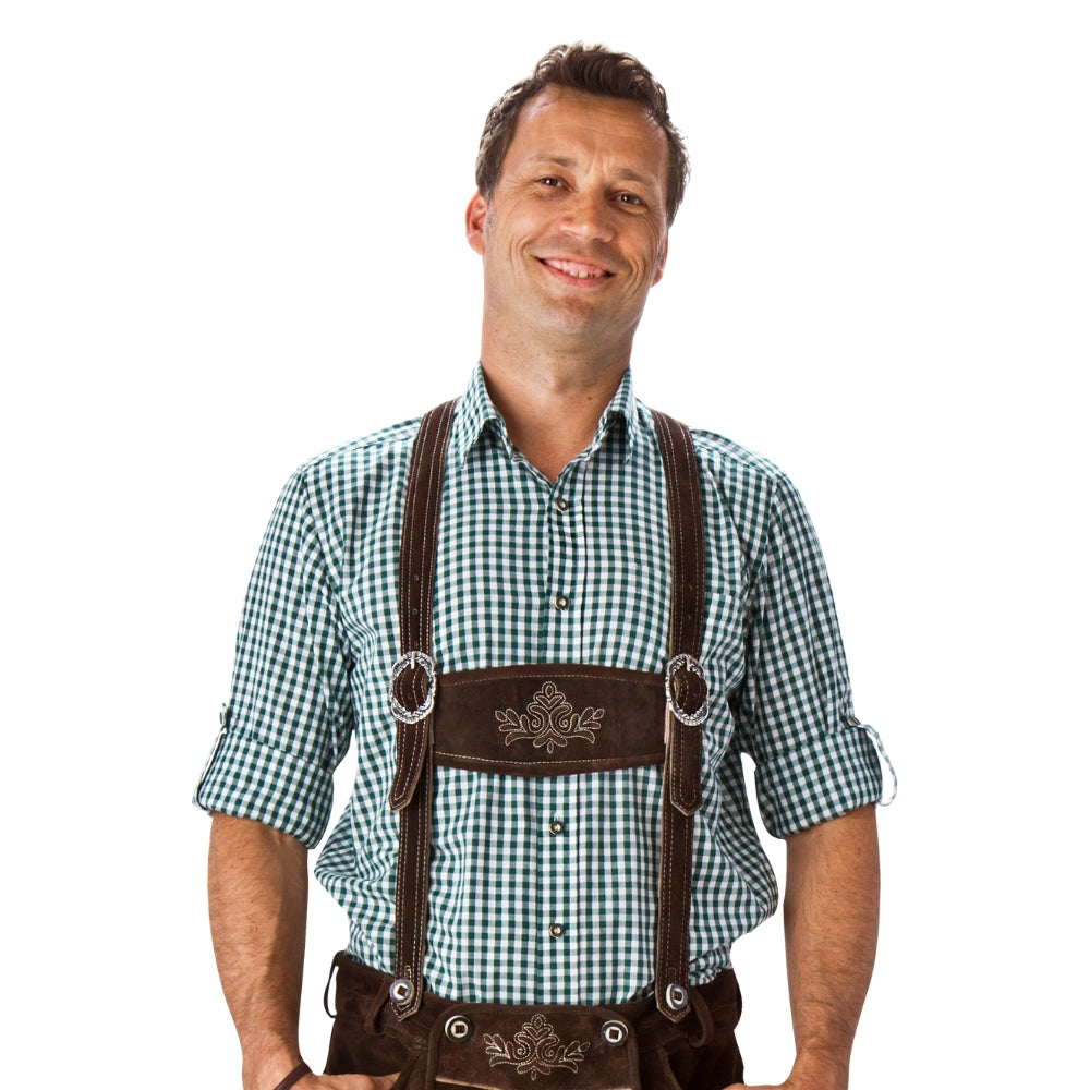 Grönrutig Oktoberfest-skjorta i bomull