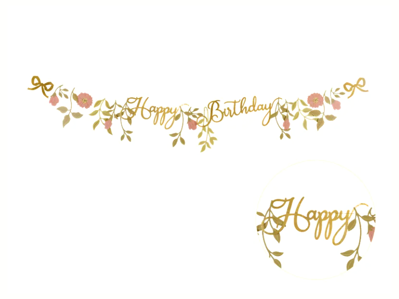Banner Happy Birthday Blommor