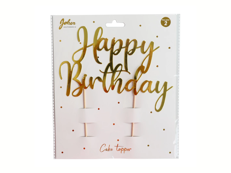 Cake topper Happy Birthday guld