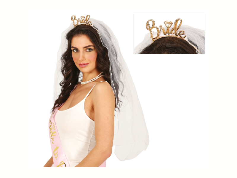 Tiara Bride med slöja - guld