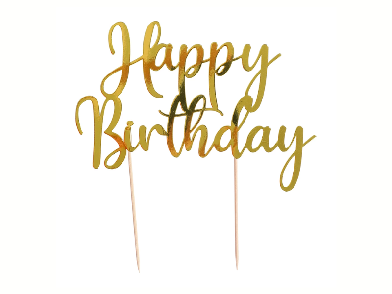 Cake topper Happy Birthday guld