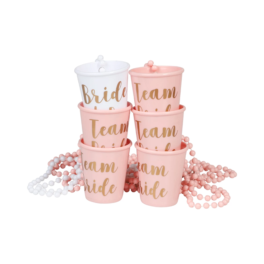 Halsband med shotglas - Bride to be & Team Bride 8-pack