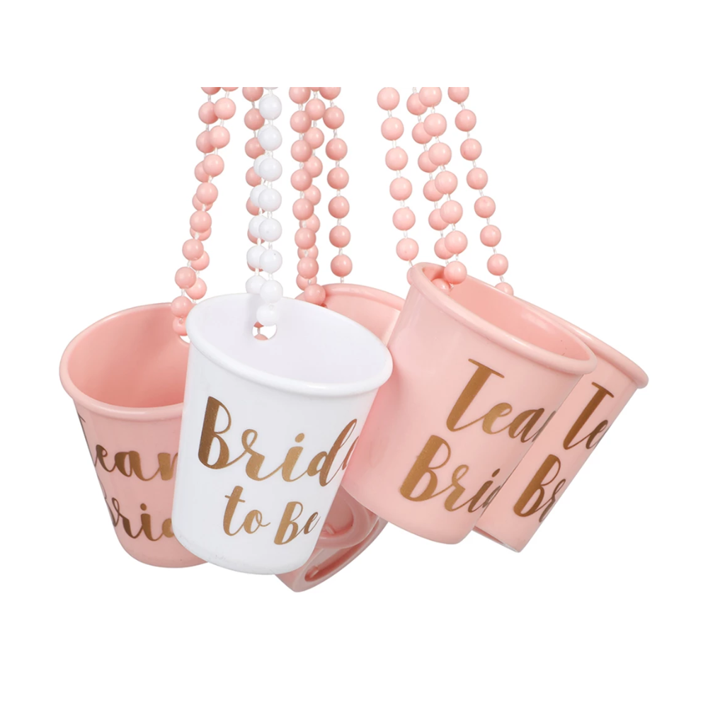 Halsband med shotglas - Bride to be & Team Bride 8-pack