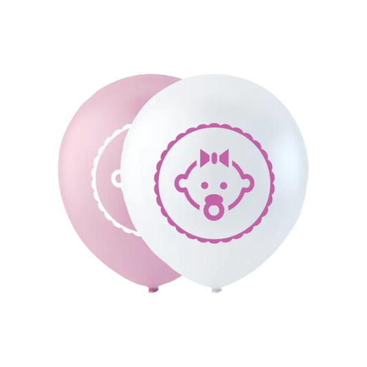 Latexballonger baby rosa/vit 8-pack