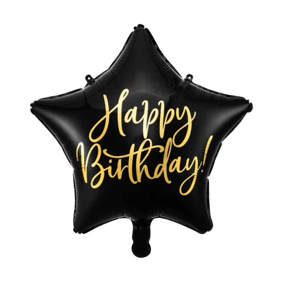 Folieballong stjärna - Happy Birthday!