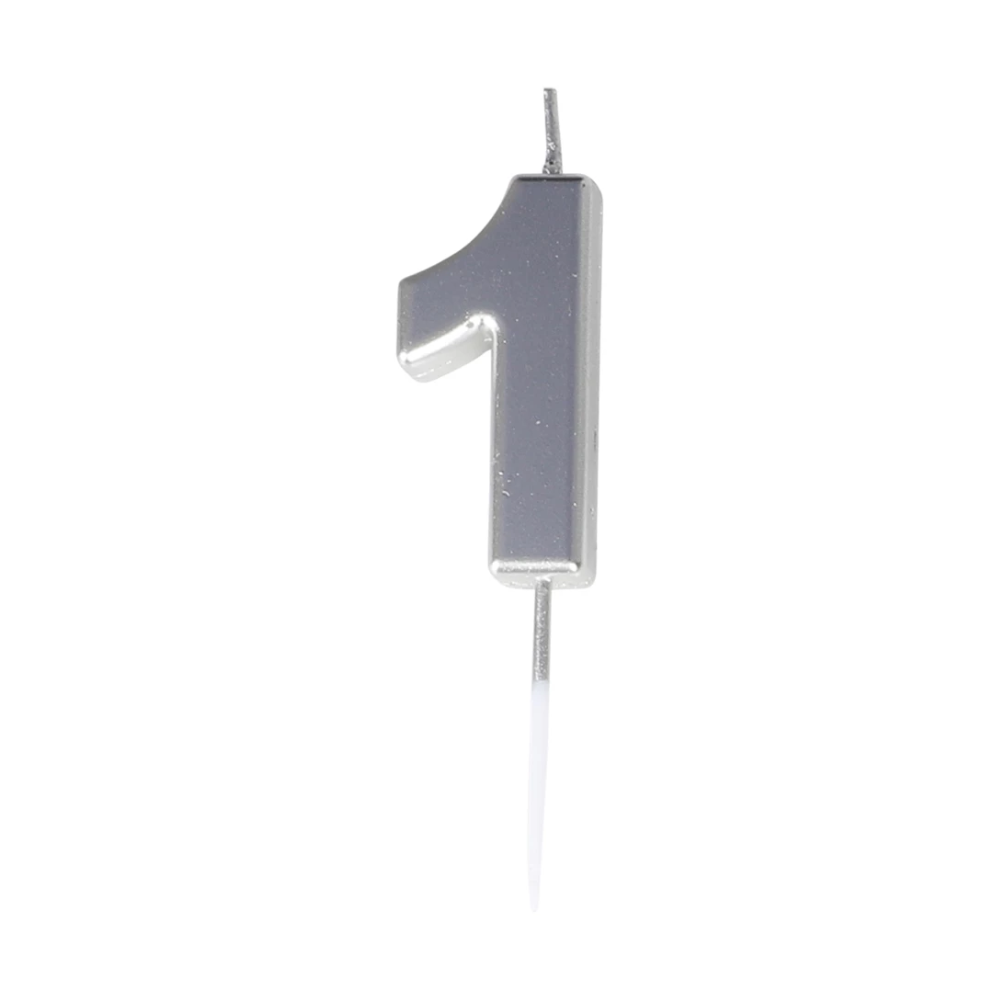 Siffertårtljus Silver