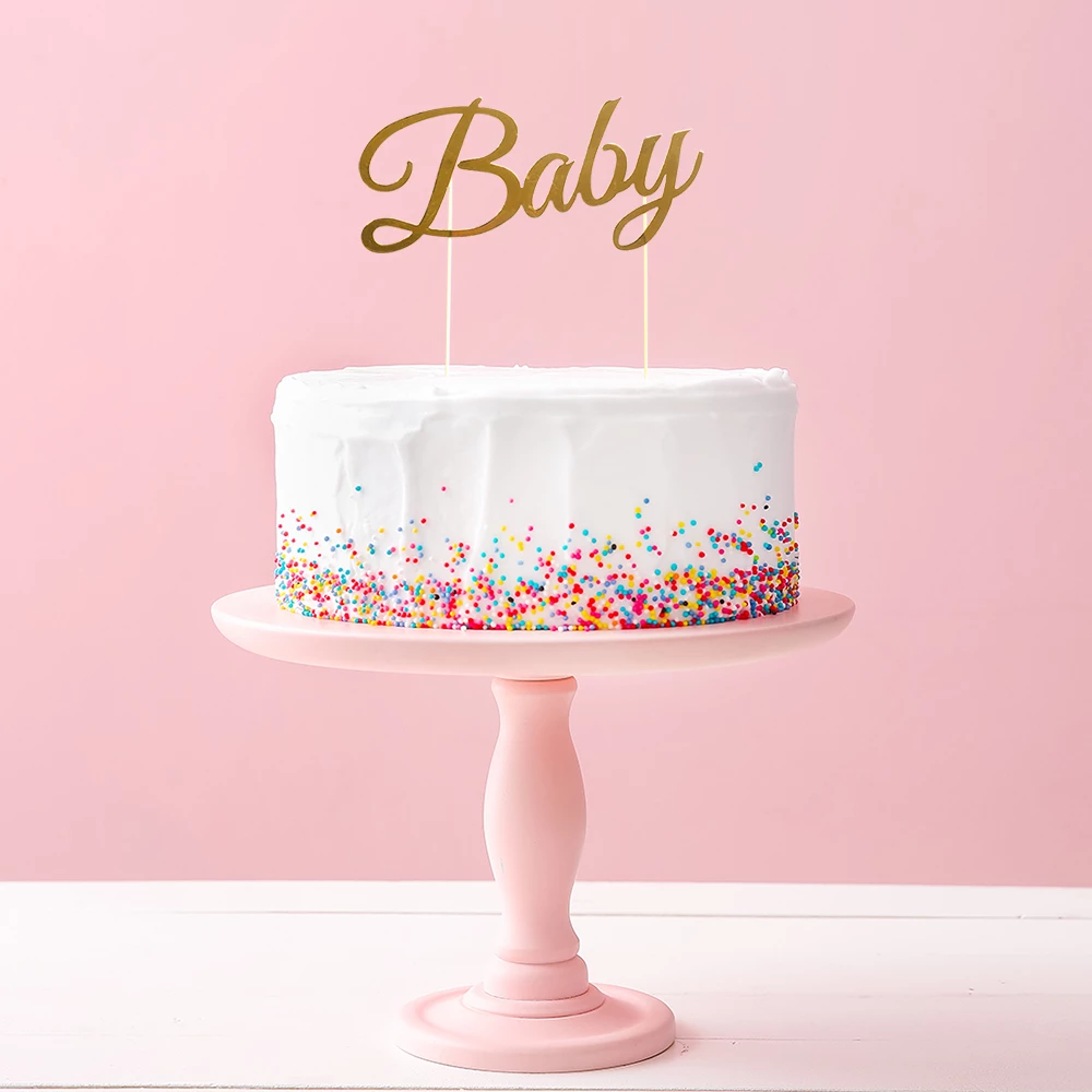 Tårtdekoration Baby guld