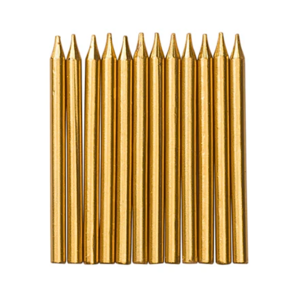 Tårtljus guld/silver 12-pack