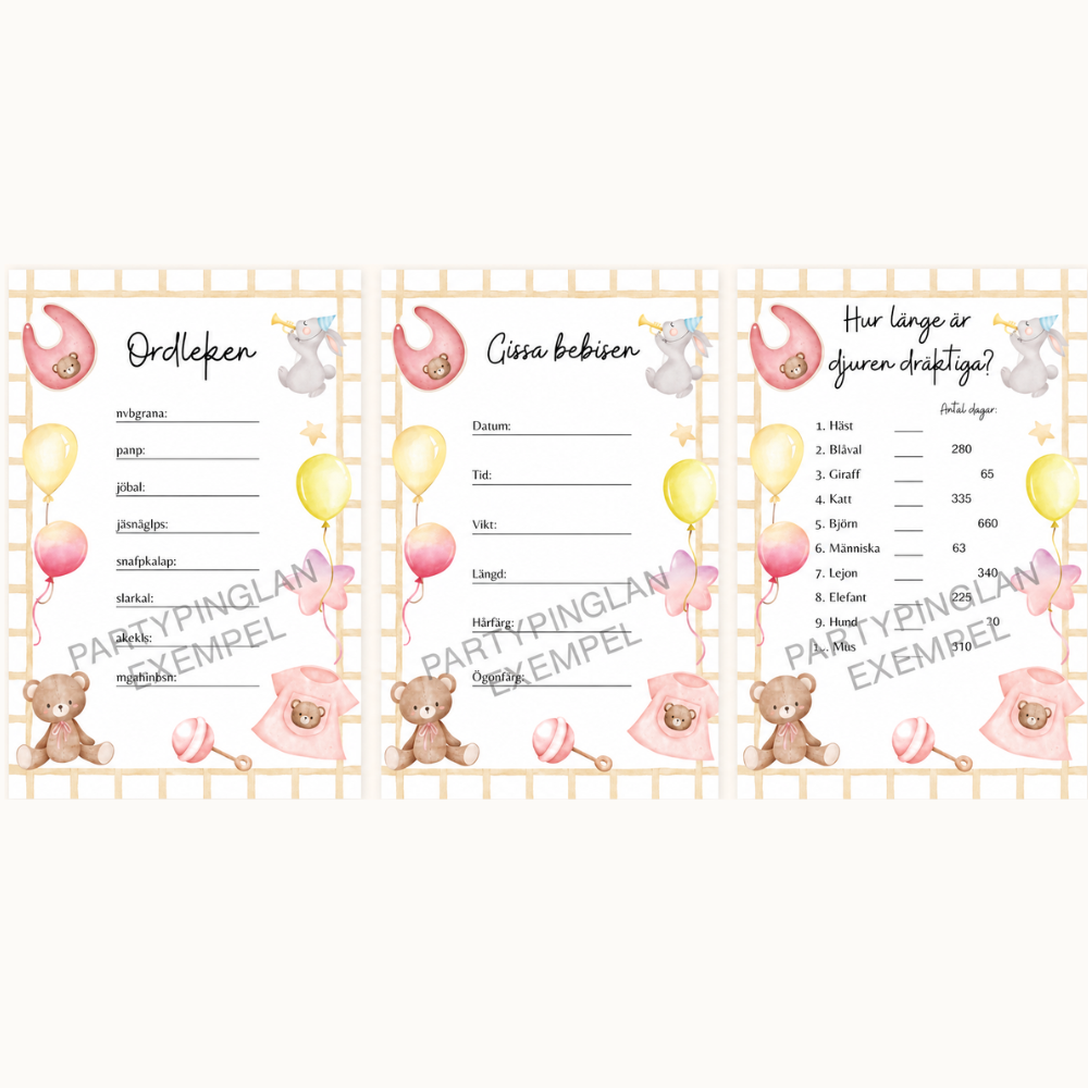 Lekpaket Babyshower – 3 roliga lekar