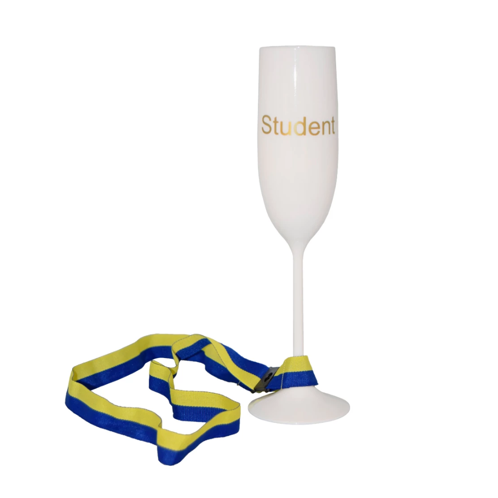 Student Champagneglas med band