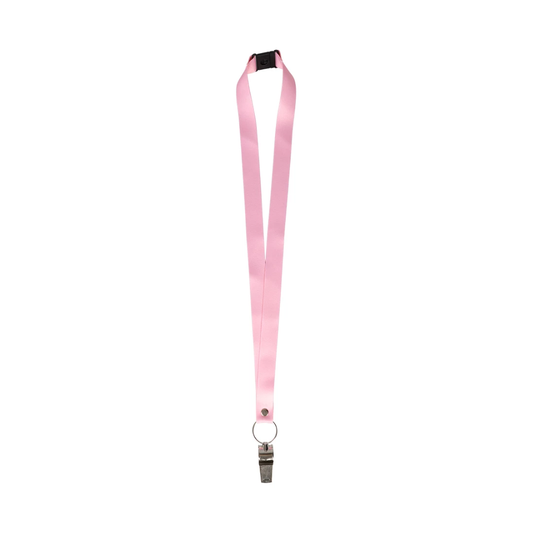 Visselpipa i metall med rosa band